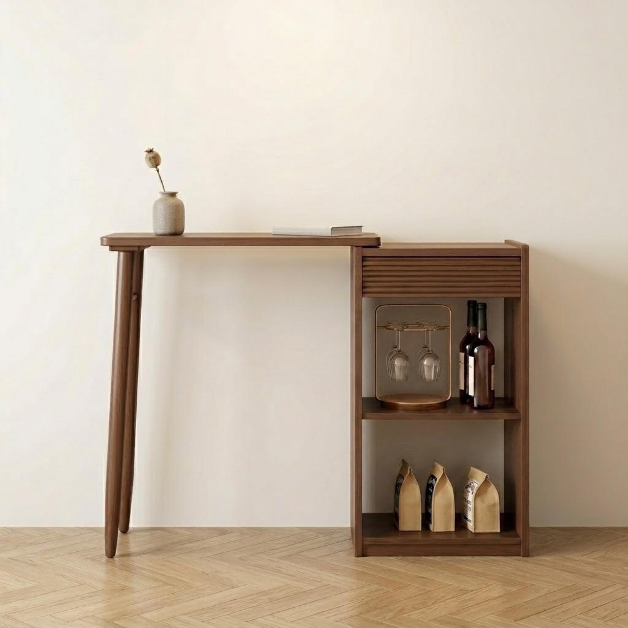 Hauteur De Bar - Table Étroite, Table À Hauteur Comptoir En Bois Massif, Îlot Cuisine Rotatif, Pub, Haute, Petit Espace