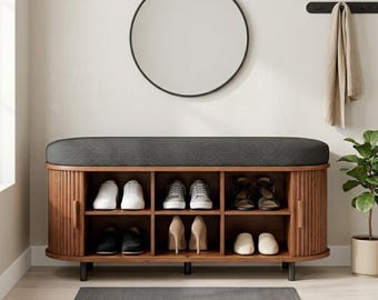 Klompenopbergbank - Inkombank, schoenenkastbank, halbank, modern schoenenrek, bijkeuken met kussen, ruimtebesparend