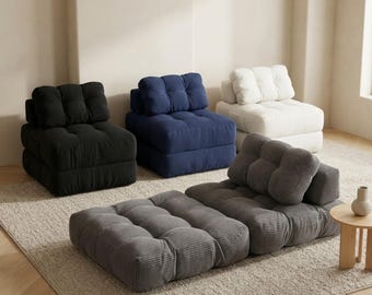 Divano letto pieghevole - Divano convertibile, divano letto, divano in velluto a coste, seduta a pavimento, divano per appartamento, letto pieghevole, piccolo spazio, multifunzionale