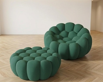 Sofá curvo de suelo con otomana - Sofá cama moderno, tejido de nido de abeja 3D, silla cómoda, sofá para apartamento, sofá tapizado, sofá reclinable