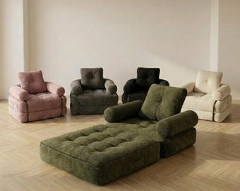 Divano letto convertibile - Divano pieghevole, divano letto, divano in velluto a coste, seduta a pavimento, divano per appartamento, letto pieghevole, piccolo spazio, multifunzionale