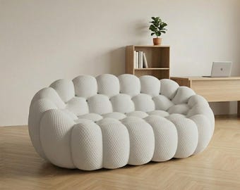 Divano curvo moderno da 78 pollici - Divano di lusso, divano letto, tessuto a nido d'ape 3D, divano da pavimento per relax, divano per appartamento, imbottito, stile metà secolo