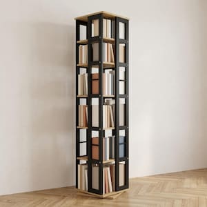 Rotating Bookshelf 360 - Round Bookcase, Book Tower Shelf, Modern Bookcase, Metal Frame, Small Space Storage, Rotating Bookcase, Home Decor