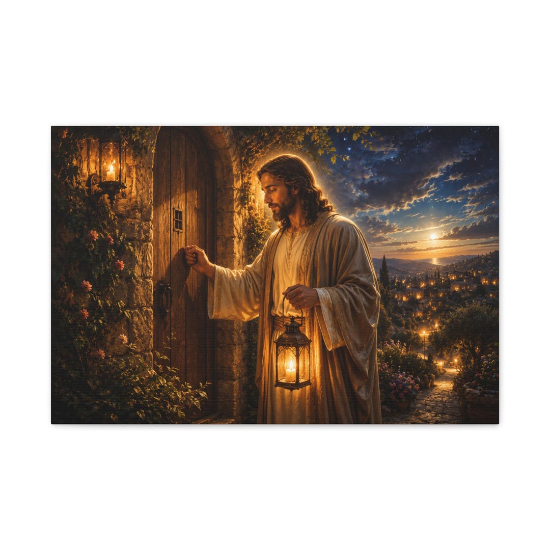 Jesus Knocking Door Canvas Print: Christian Wall Art, Religious Decor ...