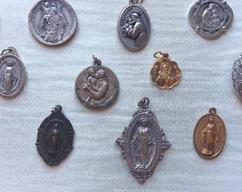 LOT of 14 Saint Medals of various Holy Men and Women