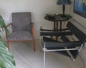 Vintage Wassily Chair, Marcel Breuer Bauhaus Design, Chrome Leather (Made Italy)
