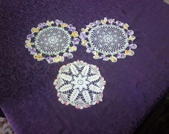 Three Lace Crochet Doilies in Very Good Condition