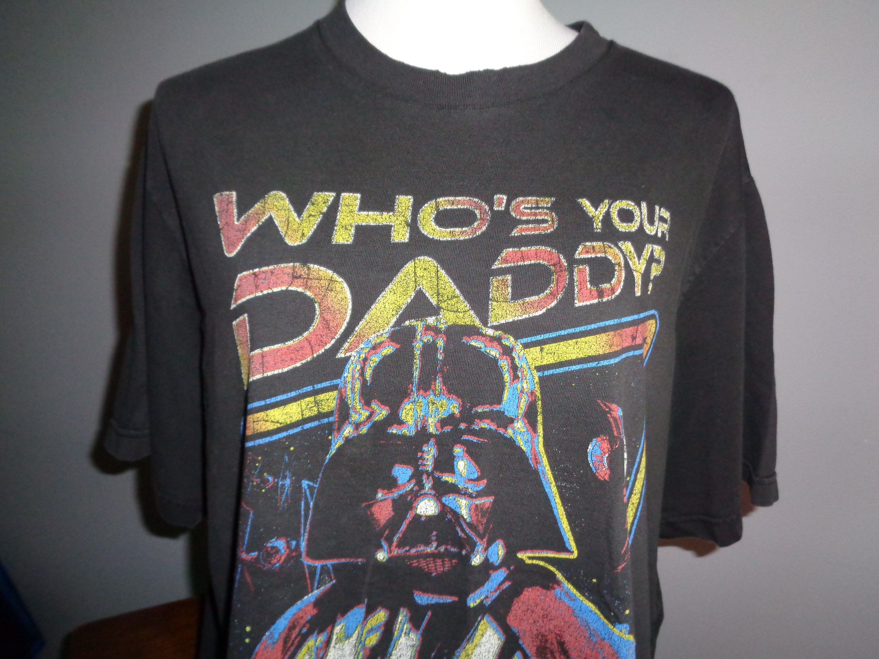 Star Wars T-Shirt Darth Vader Who's Your Daddy Short Sleeve Black Crew  Adult XXL