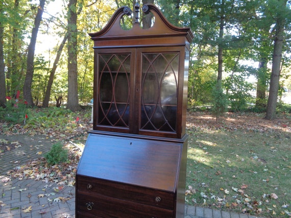 Antique Mahogany Secretary Desk Made By The Colonial Desk Co Etsy