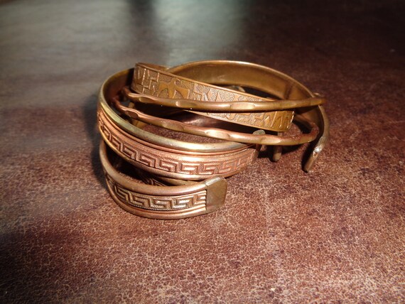 6 Vintage Solid Copper Cuff Bracelets for sale in… - image 1