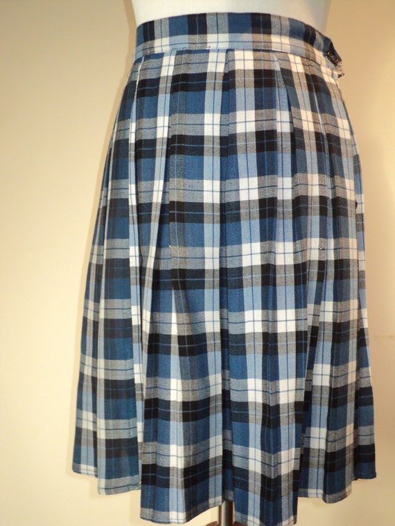 Vintage Plaid School Uniform, A Blue, White and B… - image 1