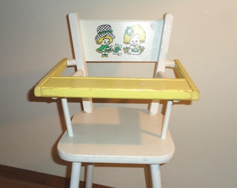 Vintage Doll High Chair: Original Finish, Wooden, Decal Art (Pick-up Only)