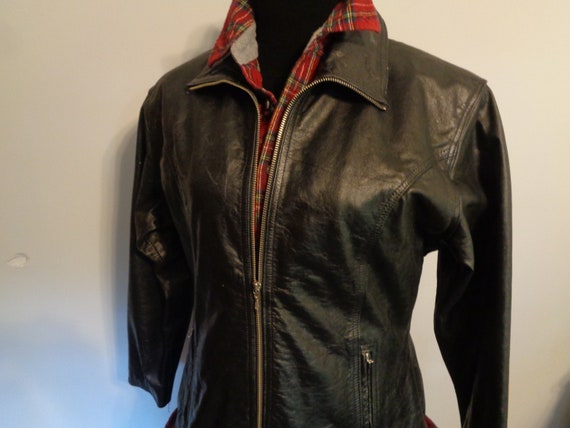 Vintage WILSONS Black Leather Jacket Size L Femal… - image 3