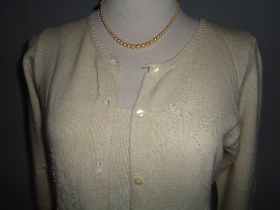Vintage 2 Piece Hand Beaded Sweater Set 
