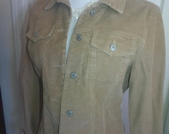 Vintage GAP Brand Beige Corduroy Jean Jacket, Size Medium, In Very Good Condition