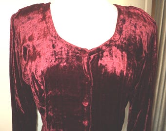 Vintage Crushed Red Velvet Dress, Tea Length, Size 14