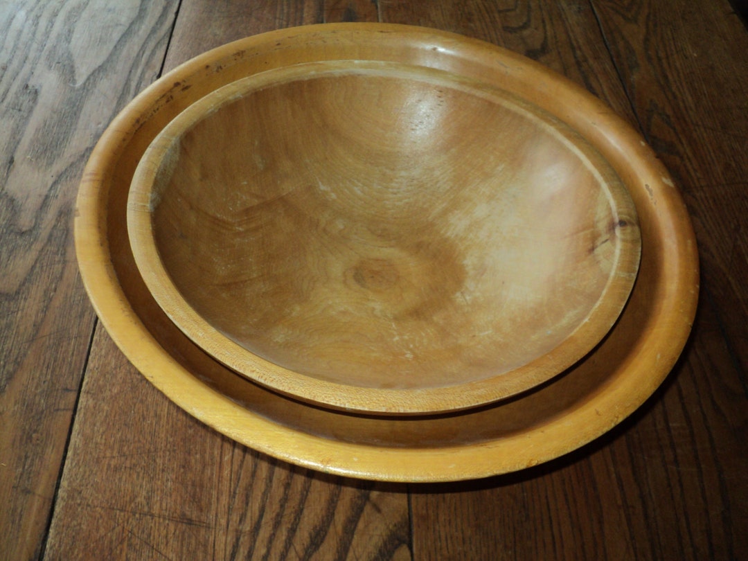 A Pair of Solid Wooden Nesting Bowls Finish With Well Etsy