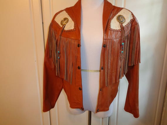 Vintage Bolero Leather Jacket with Suede Fringe, … - image 4