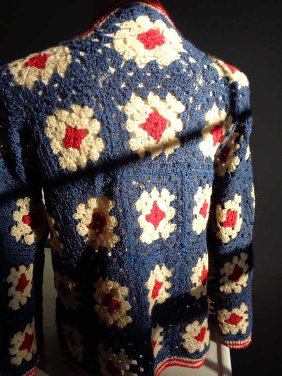Hand Made Granny Square Crochet Cardigan Sweater … - image 4