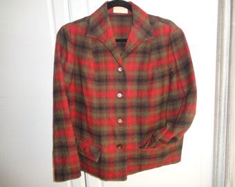 Vintage Pendleton Wool Plaid Jacket, Traveller Style, Size Medium