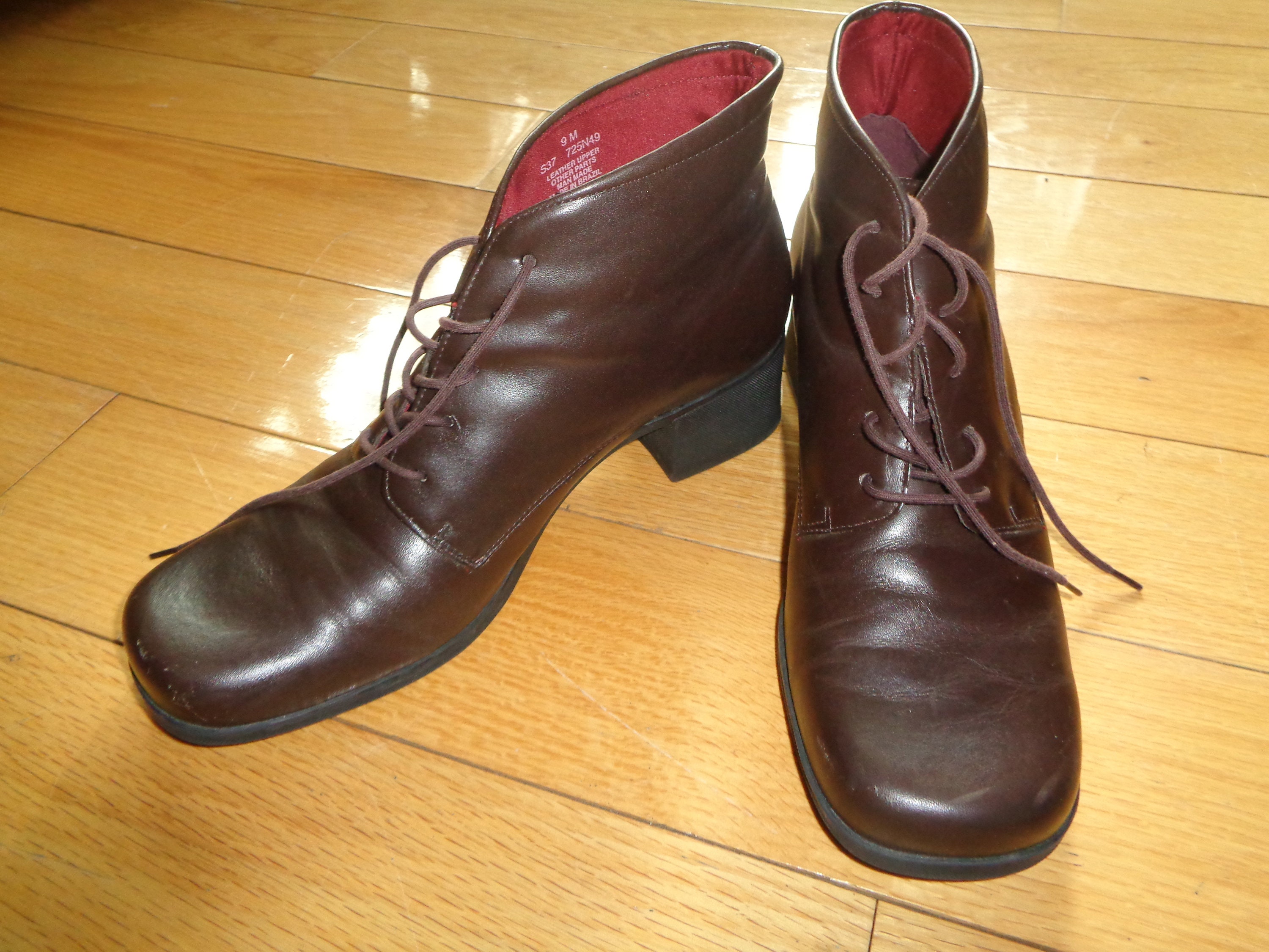 Vintage Size 9M Naturalizer Brown Leather Ankle Boots With Square Toe and Square Heel Design in Very Good Used Vintage Condition Etsy