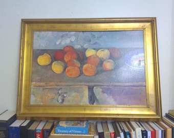 Impressionistic Still Life Fruit Print, Gilded Wooden Frame (45" W x 32.5" L)