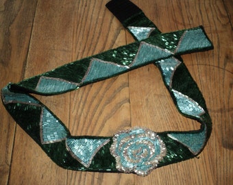 Vintage Art Deco Beaded Seed Bead Belt - 31 display picture 2