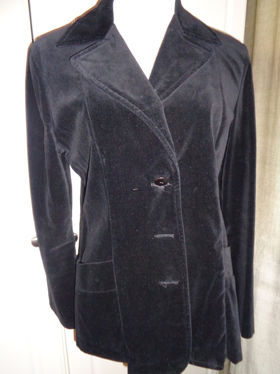 Sears Roebuck, Vintage Sears Black Velvet Cotton Blazer, Size 12, USA Made
