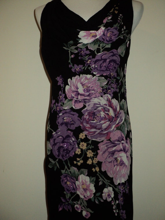 Vintage Hand Painted Floral Dress with  Silk Scre… - image 3