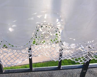 Twin Sized Bedskirt, 100% Cotton fabric with lace crochet edge trim