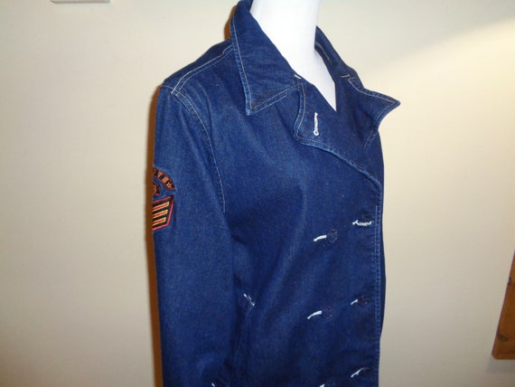 Vintage Blue Jean Navy Peacoat, Size L Female in … - image 1