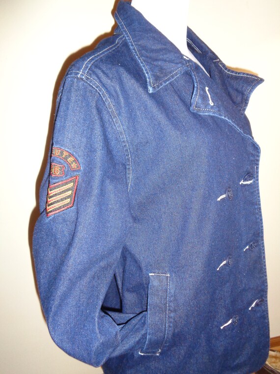 Vintage Blue Jean Navy Peacoat, Size L Female in … - image 2