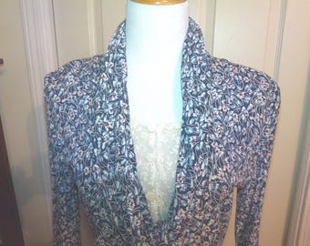 Vintage Liz Claiborne Rayon Floral Dress, Long Length, Size 10