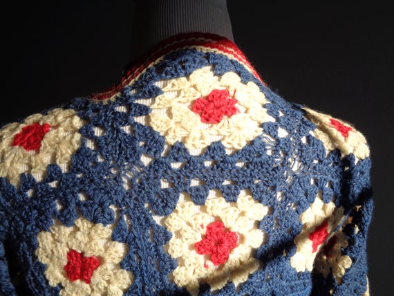 Hand Made Granny Square Crochet Cardigan Sweater … - image 3