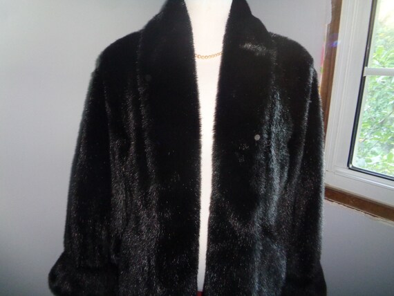 Beautiful Black Faux Mink Long Length Coat with l… - image 1
