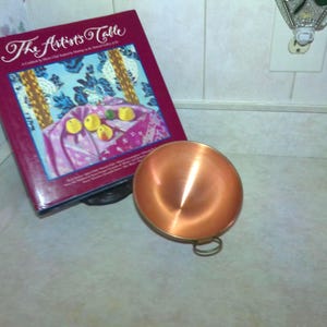 Solid Copper Mixing Bowl, A smaller sized (6.5" W x 3.25" H) with an attached solid brass hook that is both Decorative and Functional