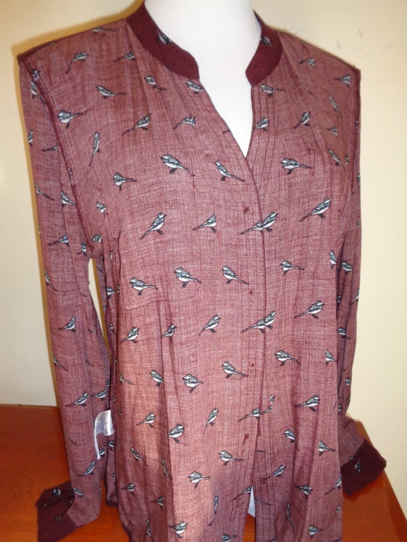 Vintage BANANA REPUBLIC Size Large Burgundy Blous… - image 6