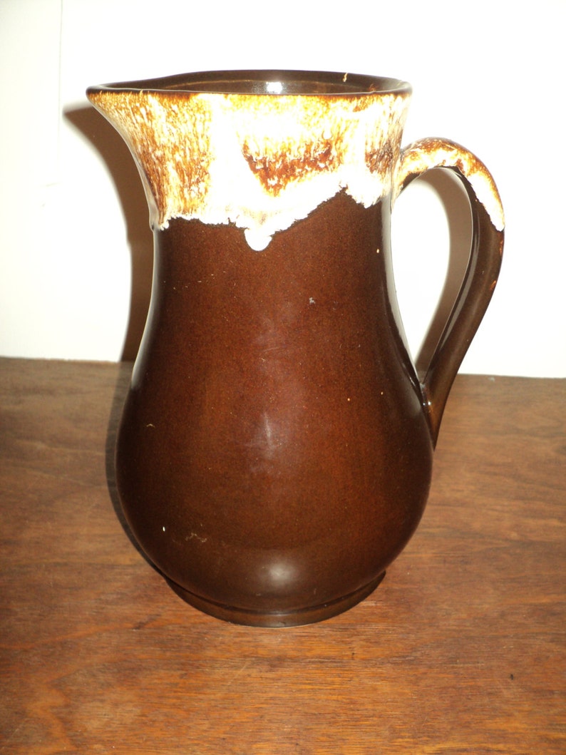 Vintage ROSEVILLE POTTERY PITCHER A large brown glazed | Etsy