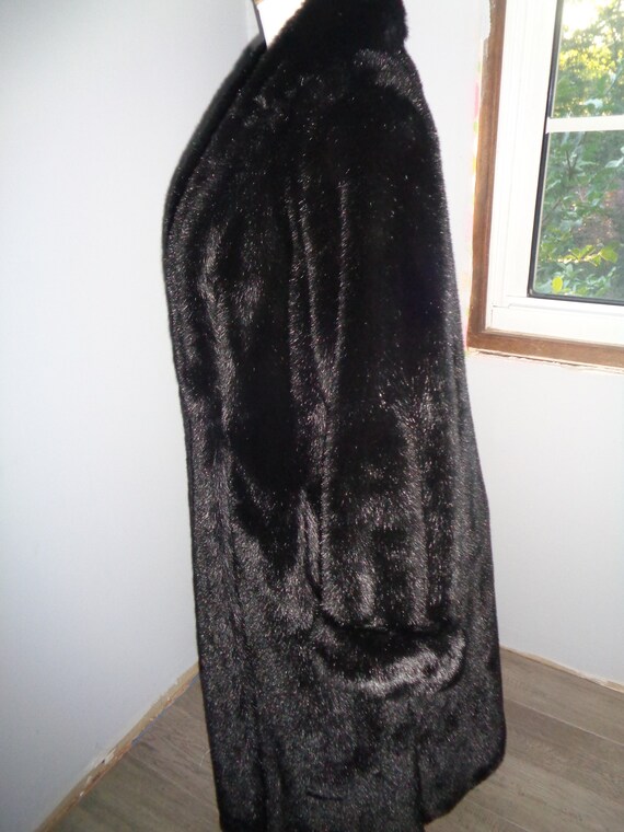Beautiful Black Faux Mink Long Length Coat with l… - image 5