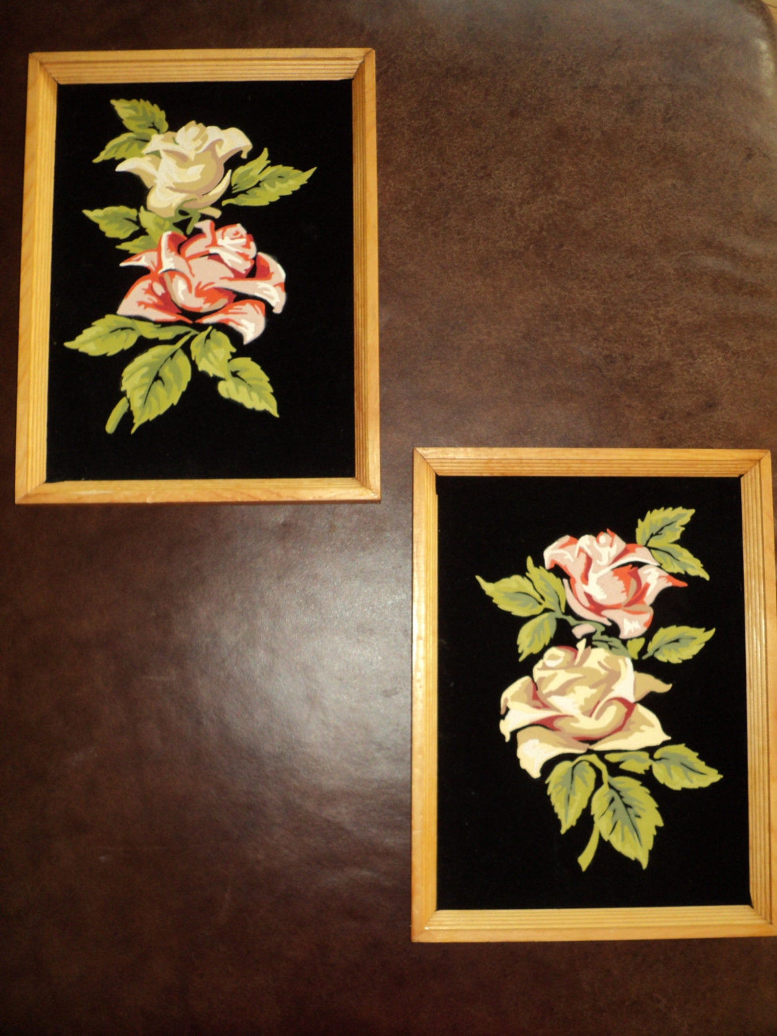 2 Vintage Black Velvet Paint By Number Still Life paintings of Etsy