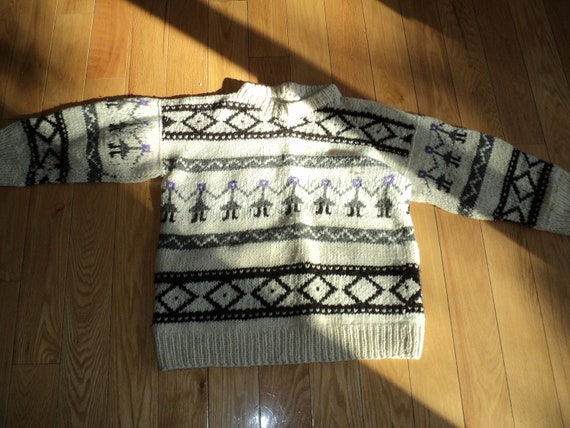 FoxDale Sz 4T Vintage 80\u2019s Norwegian Print Grey Black White Winter SKI Snowflake Sweater by