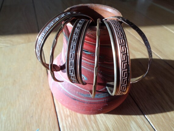 6 Vintage Solid Copper Cuff Bracelets for sale in… - image 2