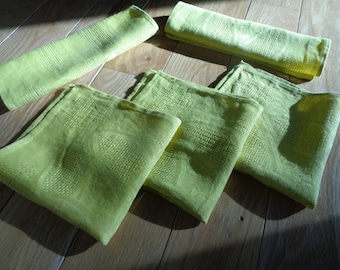 Chartreuse Irish Linen Placemat and Napkin Set with Celtic Design