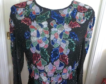 aftershock beaded dress Aftershock silk beaded & sequin evening dress uk 12  Scum Vintage