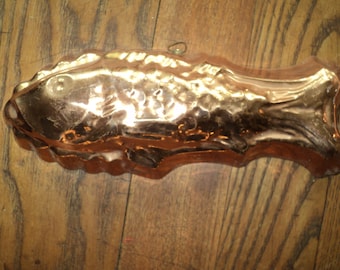 Vintage Copper Fish Mold, Tin Lined, Made in Portugal