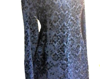 Flocked Velvet Blouse, See Thru Black Top, GAP Brand, Size L