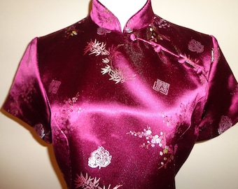 Vintage Asian Style Crop Top, Silk Satin, Jessica Howard Evening