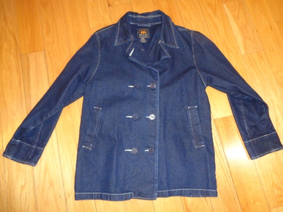 Vintage Blue Jean Navy Peacoat, Size L Female in … - image 6