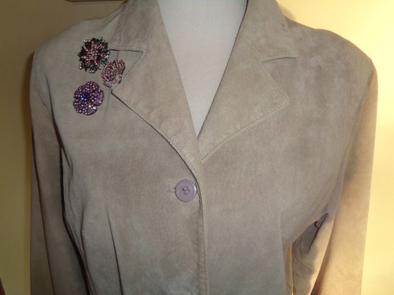 Pastel Lilac Purple Suede Jacket in Vintage Condi… - image 3