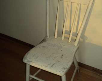 Antique Hand Made Wood Chair in the original painted finish that will be shipped and packed via United Parcel Service